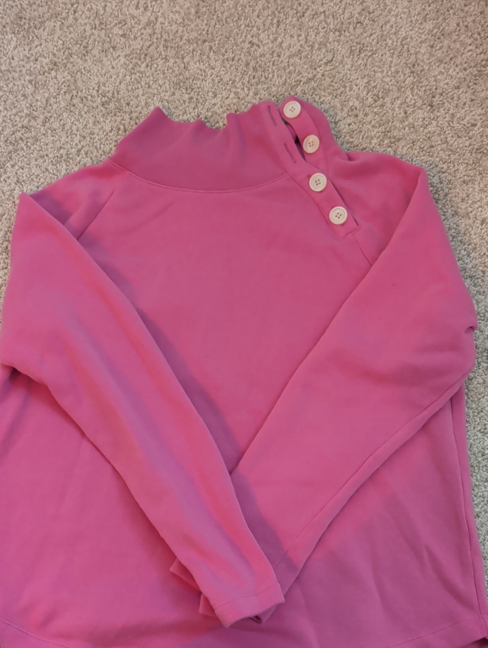 J. Crew Girls' Bright Pink Button-Shoulder Pullover
